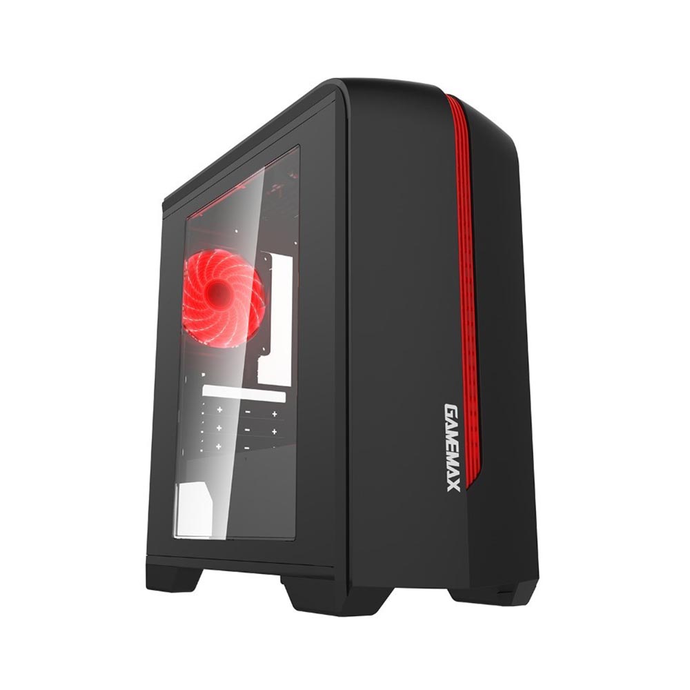 Gabinete Gamemax H601 BR 1 Fan Azul M-ATX Negro y Rojo