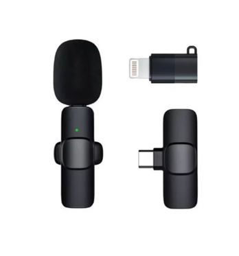 Micrófono Corbatero Inalámbrico + Receptor Inalambrico USB Tipo C - Android - iOS